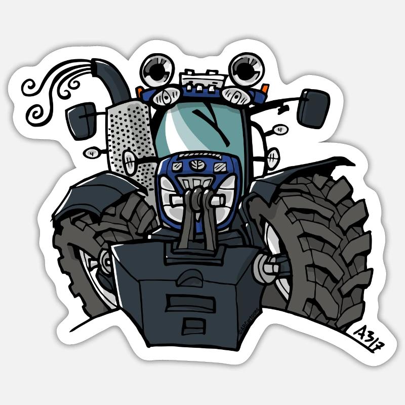 0533 BlueTractor T7 170 - Sticker taille S (10 x 10 cm) - blanc mat