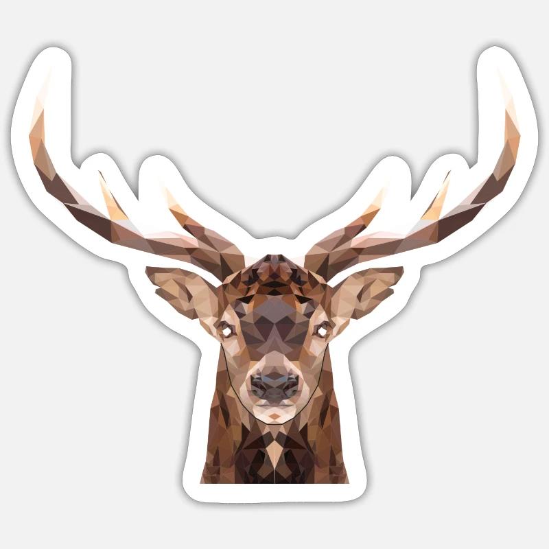 Tête de cerf polygone avec bois et corps Sticker taille S (10 x 10 cm)