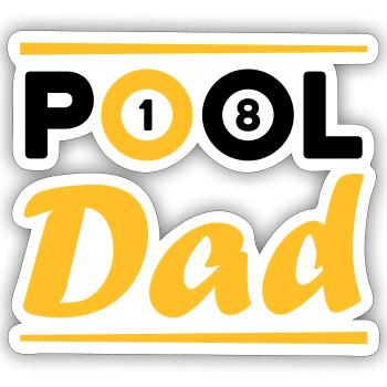 Pool dad (billiard balls 1 and 8, billiard cues) - Sticker size S (10 x 10 cm) - white matte - Front