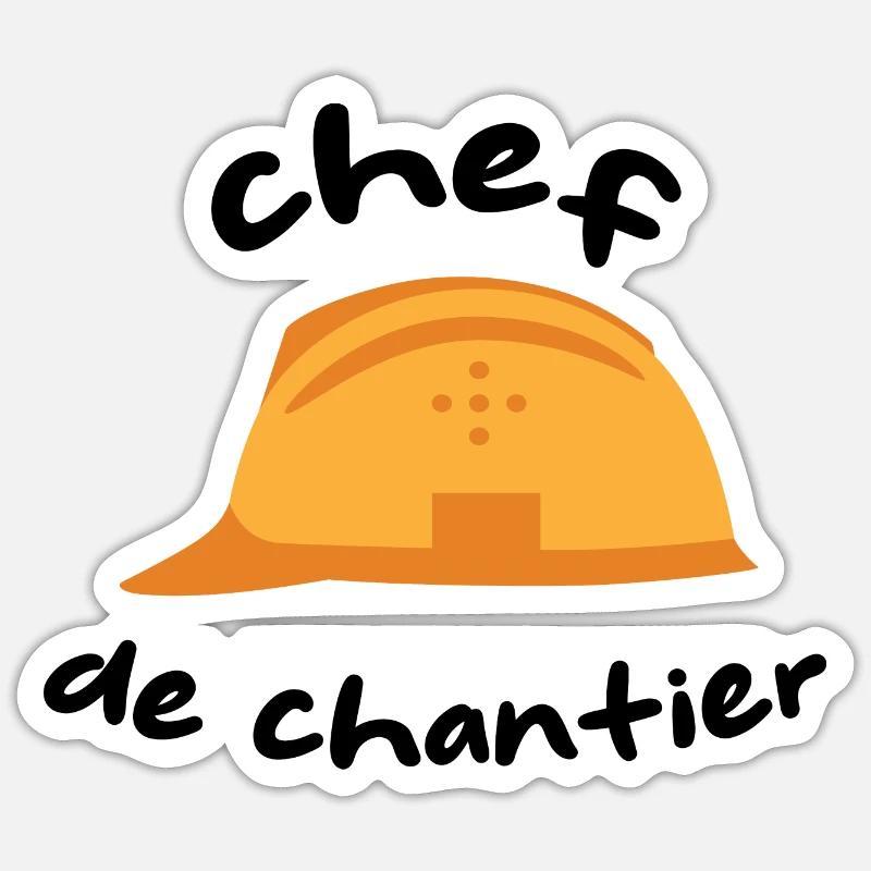 Chef de chantier - Sticker taille S (10 x 10 cm) - blanc mat
