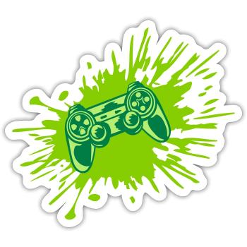 Farbklecks Konsole Retro Controller - Sticker Größe S (10 x 10 cm) - Mattweiß - Vorne