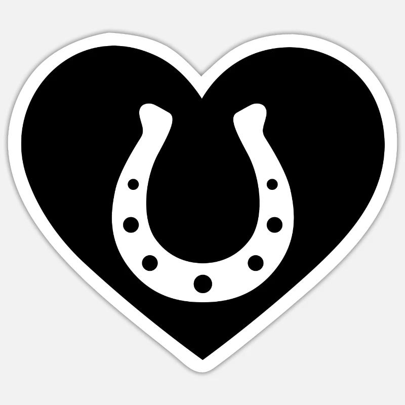 Cœur 1 et Cheval - - Sticker taille S (10 x 10 cm) - blanc mat