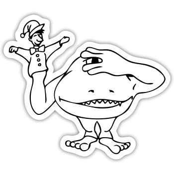 "Kasperle"-Monster - weiss gefuellt - Sticker Größe S (10 x 10 cm) - Mattweiß - Vorne