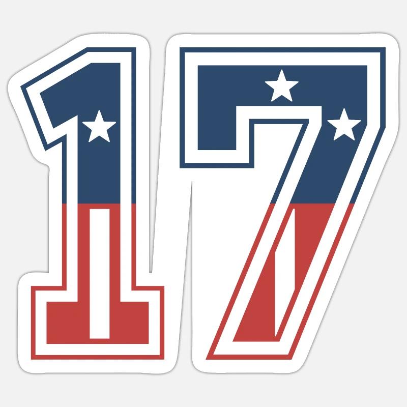 Numéro 17 États-Unis - Sticker taille S (10 x 10 cm) - blanc mat