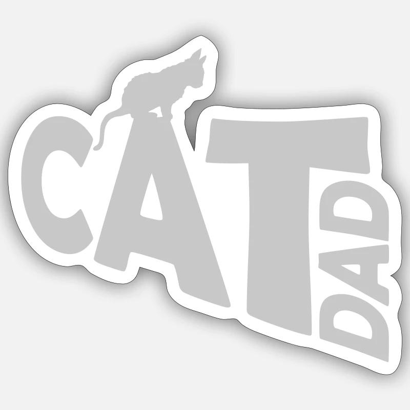 Cat Dad Logo Design - Sticker Größe S (10 x 10 cm) - Mattweiß