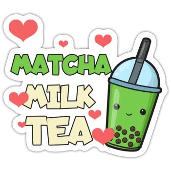 Asiatisches Japanischer Tee Matcha Tea I Geschenk - Sticker Größe S (10 x 10 cm) - Mattweiß - Vorne
