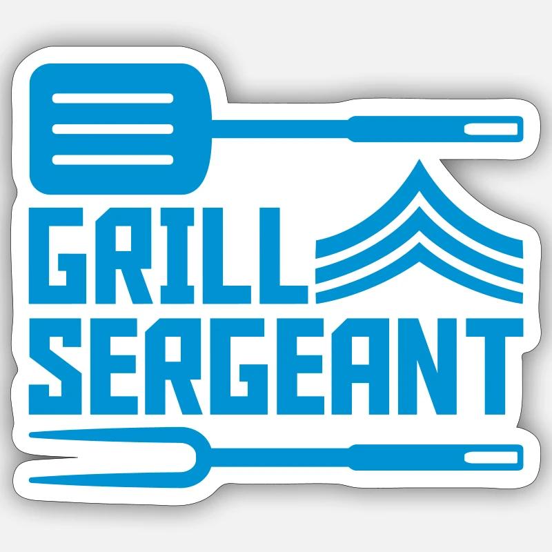 Grill Sergeant Pfannenwender Grillgabel Sticker Größe S (10 x 10 cm)