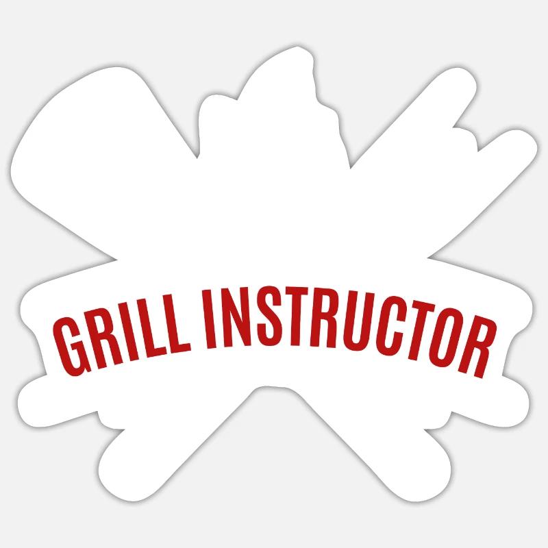 grill instructor - Sticker Größe S (10 x 10 cm) - Mattweiß