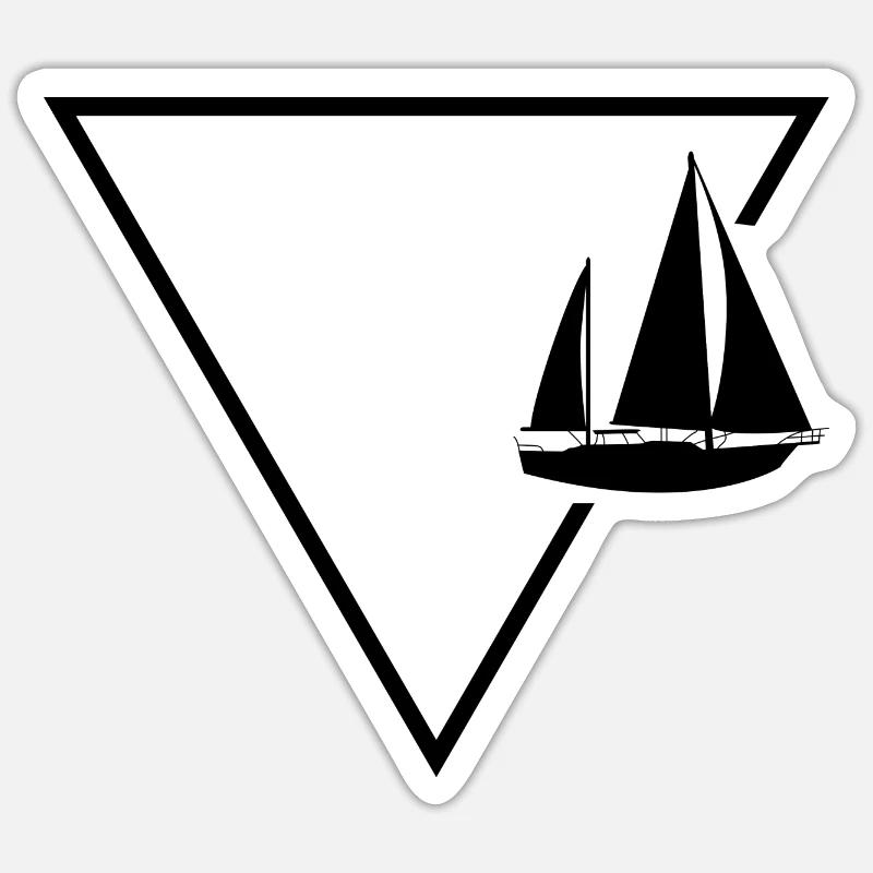 Triangle 1 and sailboat - - Sticker size S (10 x 10 cm) - white matte