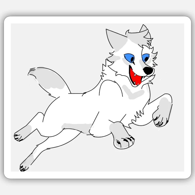 springender Wolf Sticker Größe S (10 x 10 cm)