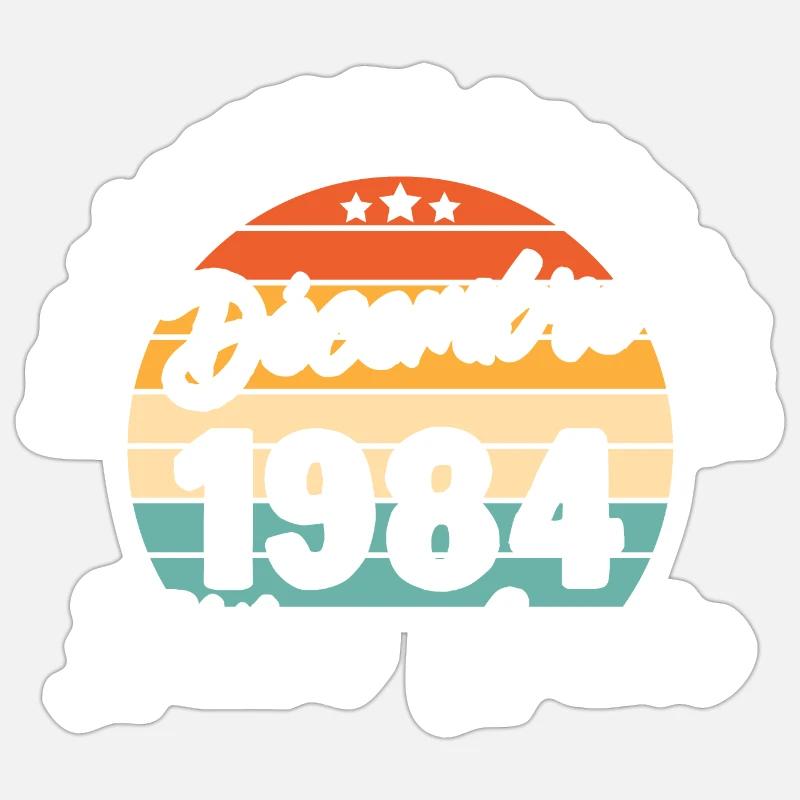 Cadeau Les légendes sont nées en Décembre 1984 - Sticker taille S (10 x 10 cm) - blanc mat