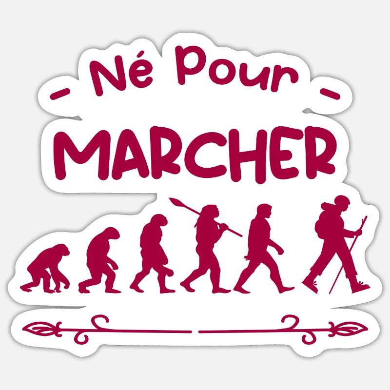 né pour marcher évolution Sticker taille S (10 x 10 cm)