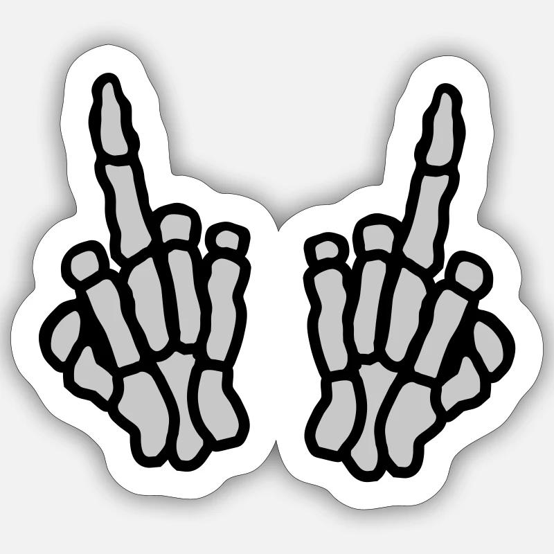 2 Hände Knochen Mittelfinger Sticker Größe S (10 x 10 cm)