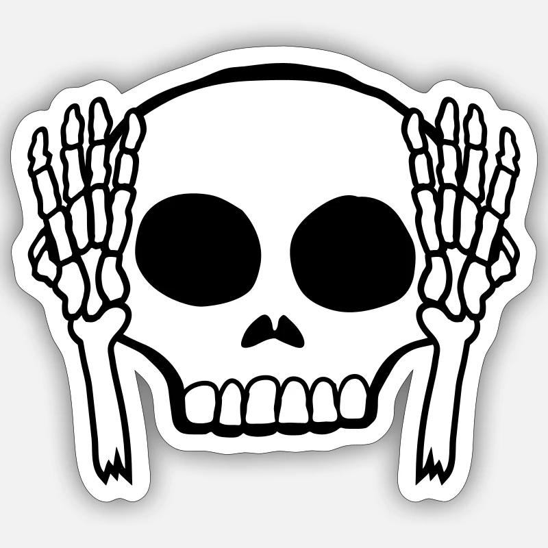 Deaf Skull Hear nothing - Sticker size S (10 x 10 cm) - white matte