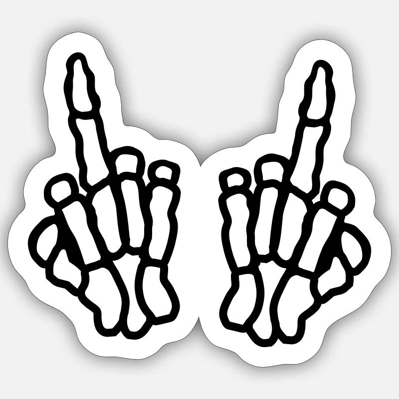 Bone 2 hands middle finger Sticker size S (10 x 10 cm)