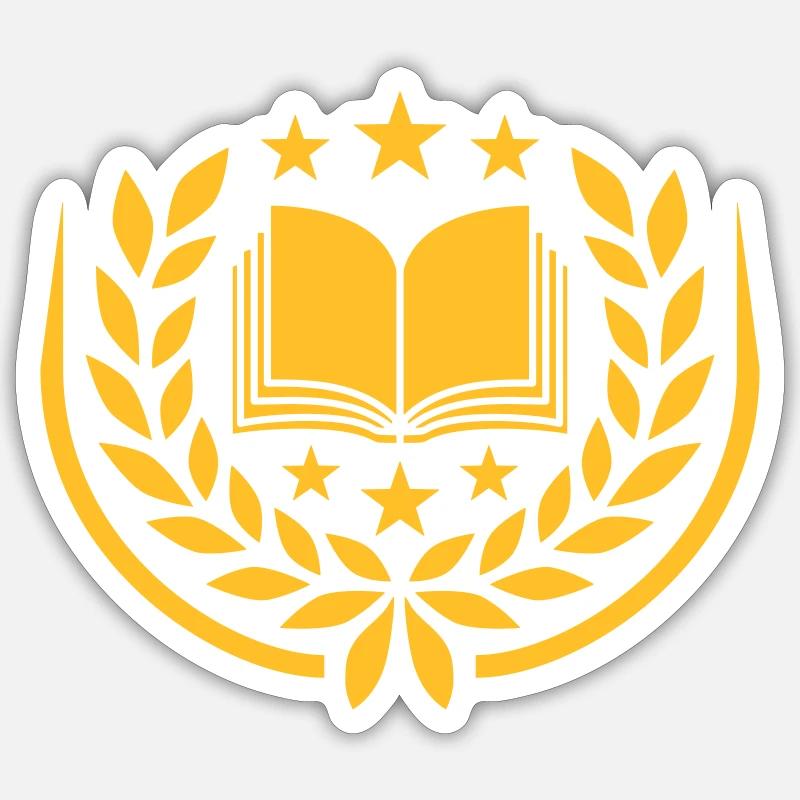 Star Laurel Wreath Open Book Sticker size S (10 x 10 cm)