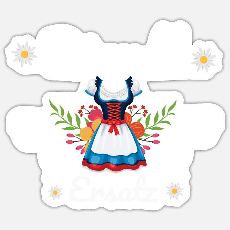 Dirndl Ersatz - Sticker Größe S (10 x 10 cm) - Mattweiß