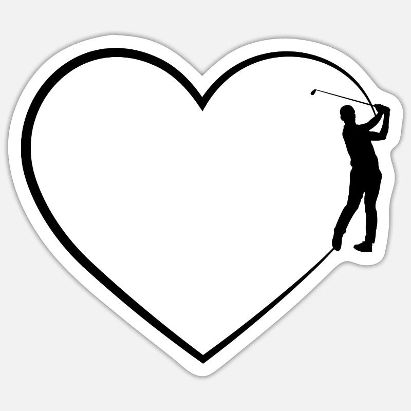 Herz 2 und Golf - - Sticker Größe S (10 x 10 cm) - Mattweiß