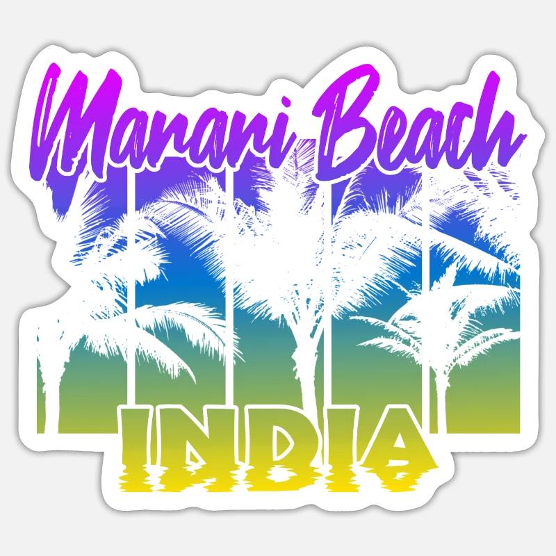 Marari Beach Inde - Sticker taille S (10 x 10 cm) - blanc mat