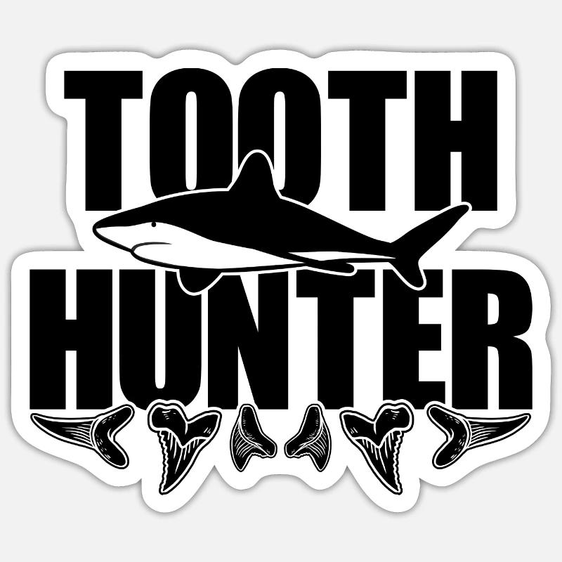 Tooth Hunter - Haizahn Haifischzahn Haifischzähne - Sticker Größe S (10 x 10 cm) - Mattweiß