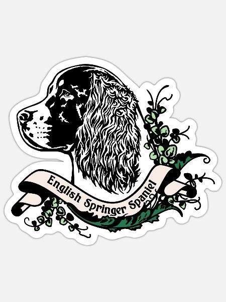 Springer Spaniel Anno 1900 - Sticker Größe S (10 x 10 cm) - Mattweiß