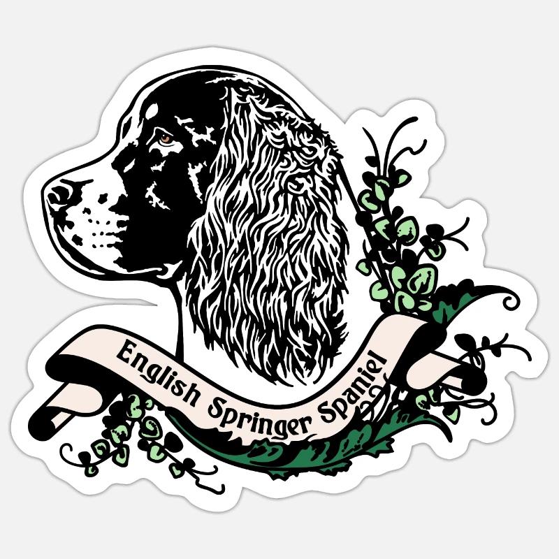 Springer Spaniel Anno 1900 - Sticker Größe S (10 x 10 cm) - Mattweiß