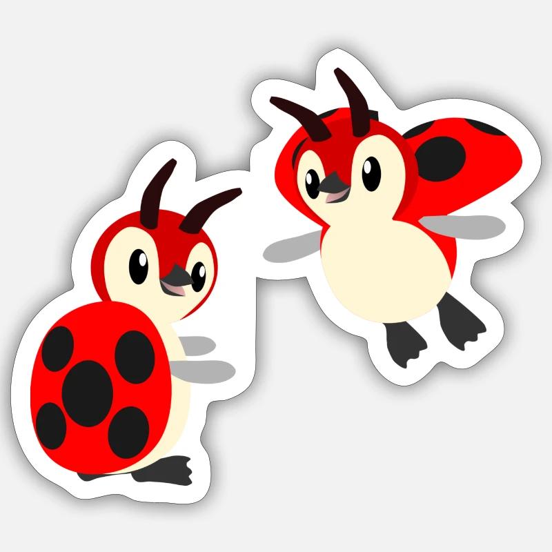 Marienkäferpinguine - Sticker Größe S (10 x 10 cm) - Mattweiß