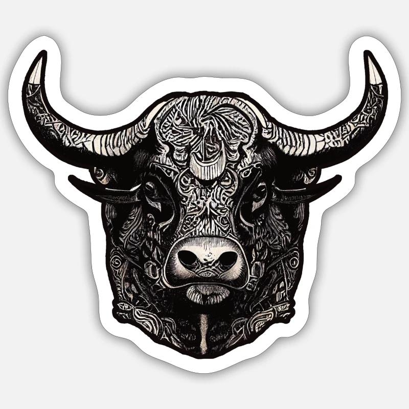 Tête de taureau - Sticker taille S (10 x 10 cm) - blanc mat