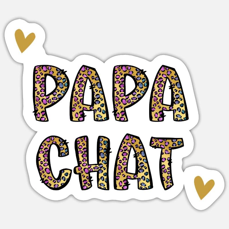 papa chat - Sticker taille S (10 x 10 cm) - blanc mat