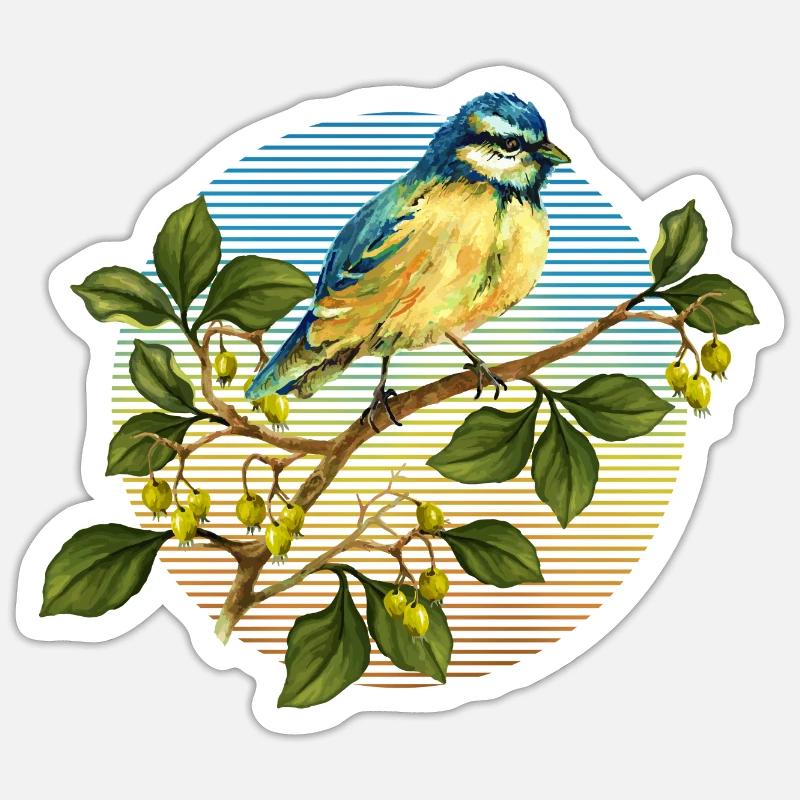 Bunter Vogel - Sticker Größe S (10 x 10 cm) - Mattweiß