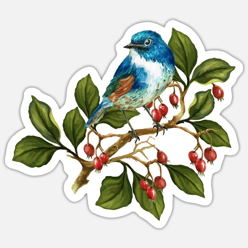 Bunter Vogel - Sticker Größe S (10 x 10 cm) - Mattweiß