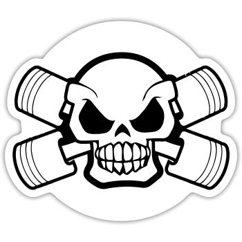 Head Bones Motors - Sticker size S (10 x 10 cm) - white matte - Front