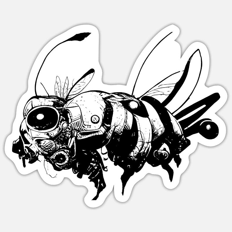Cyber Bee - Sticker size S (10 x 10 cm) - white matte