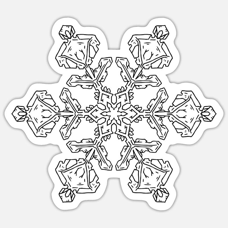 Mandala flocon de neige - Sticker taille S (10 x 10 cm) - blanc mat
