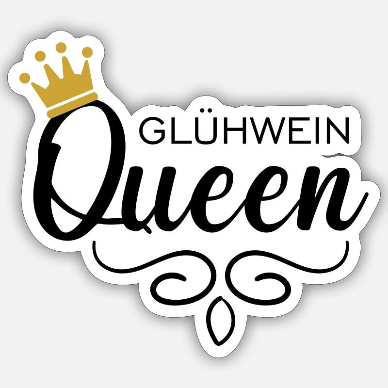 Glühwein Queen - Sticker Größe S (10 x 10 cm) - Mattweiß