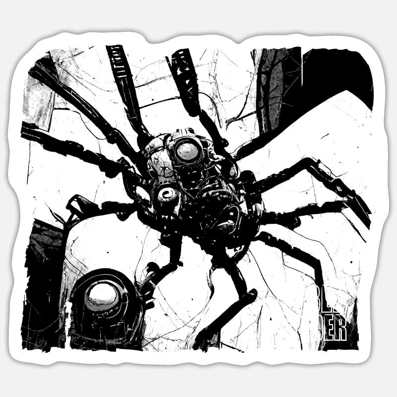 Cyber Spider Mécatronique - Sticker taille S (10 x 10 cm) - blanc mat