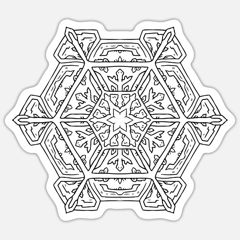 Mandala flocon de neige - Sticker taille S (10 x 10 cm) - blanc mat