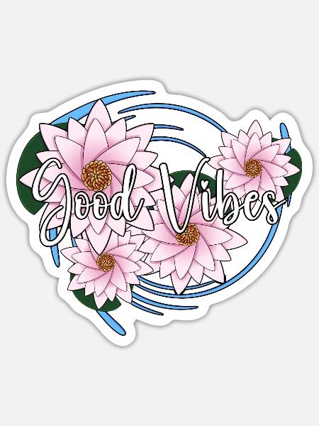 Good Vibes - Lotus Version - Sticker Größe S (10 x 10 cm) - Mattweiß