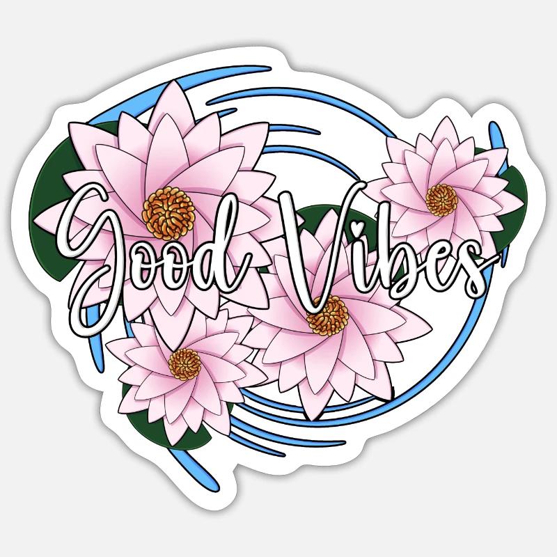 Good Vibes - Lotus Version - Sticker taille S (10 x 10 cm) - blanc mat
