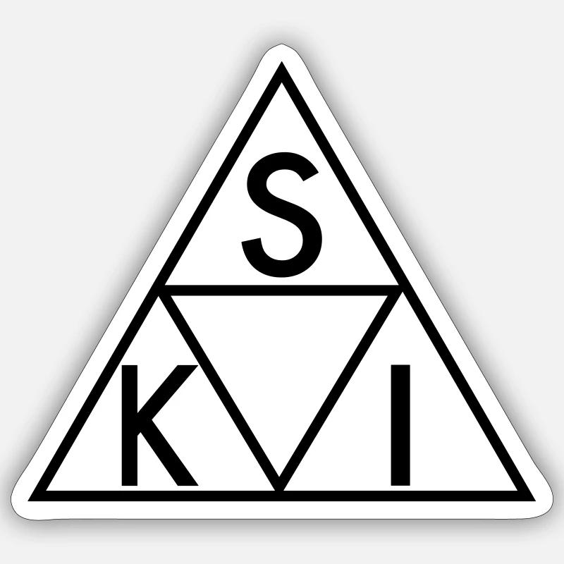 Ski - Sticker Größe S (10 x 10 cm) - Mattweiß