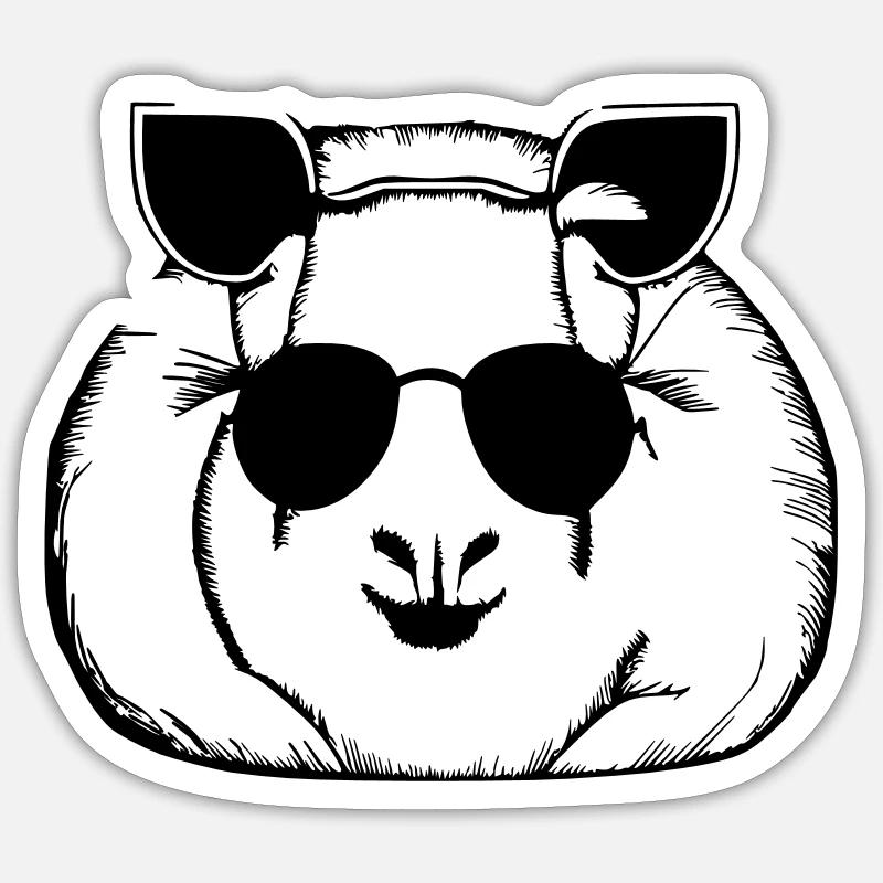 Guinea pig cool sunglasses funny vector 8 Sticker size S (10 x 10 cm)