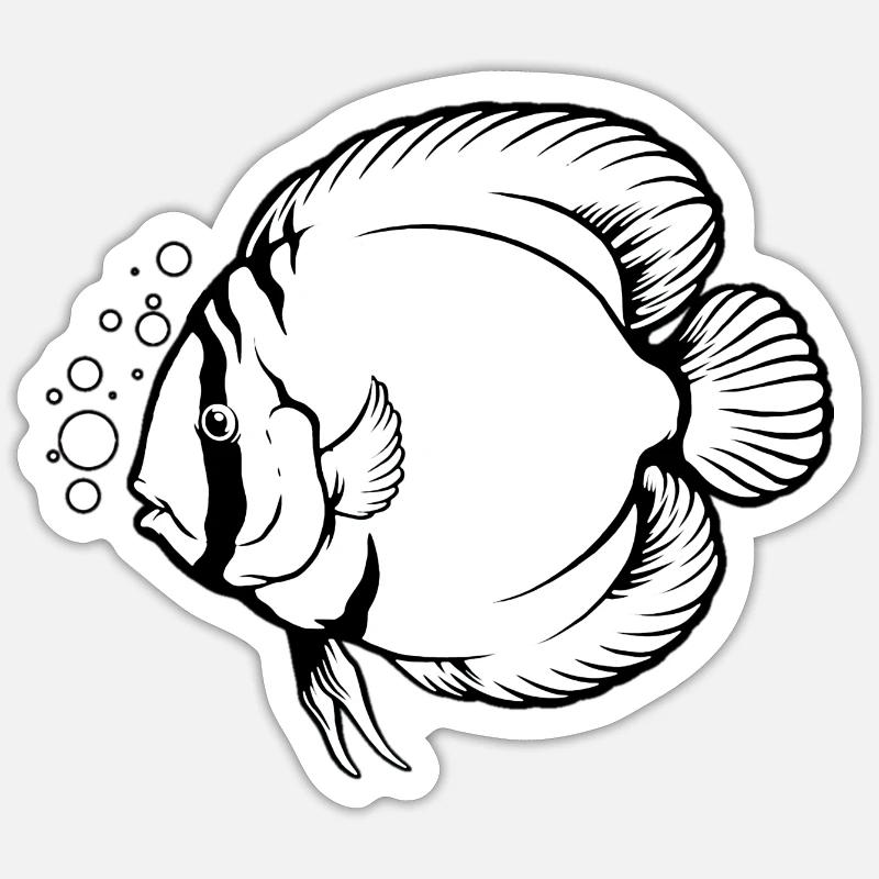 Diskusfisch Tropischer Fischhalter - Sticker Größe S (10 x 10 cm) - Mattweiß