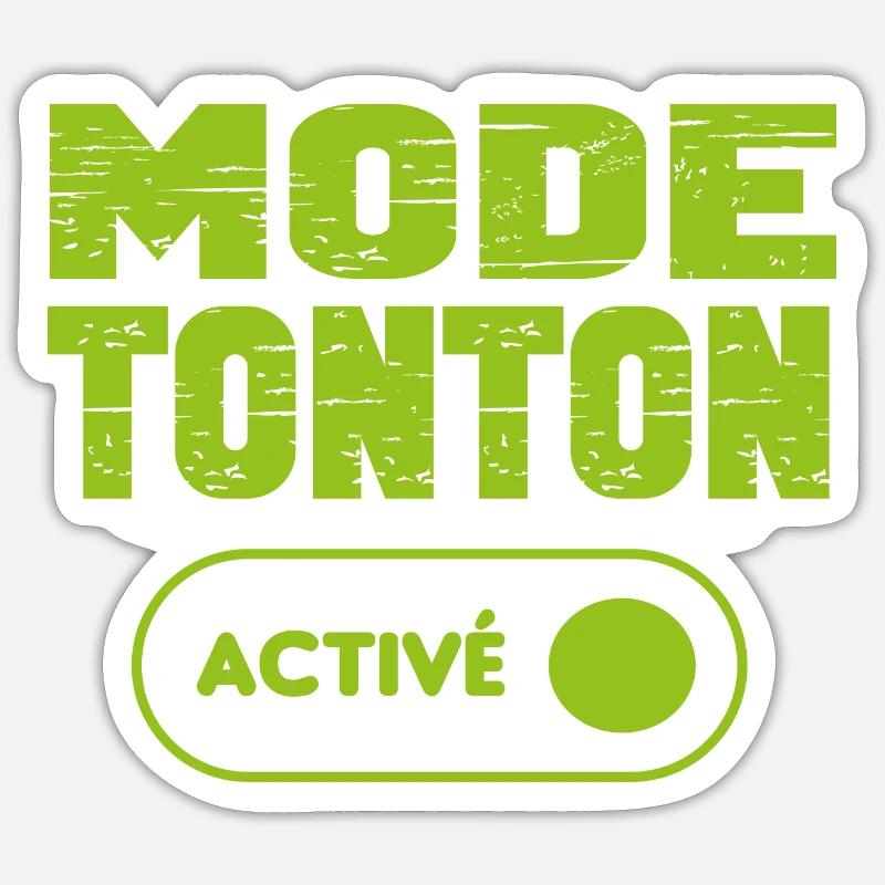 Mode tonton activé - Sticker taille S (10 x 10 cm) - blanc mat