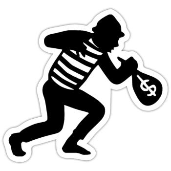 Thief runs away with money - Sticker size S (10 x 10 cm) - white matte - Front
