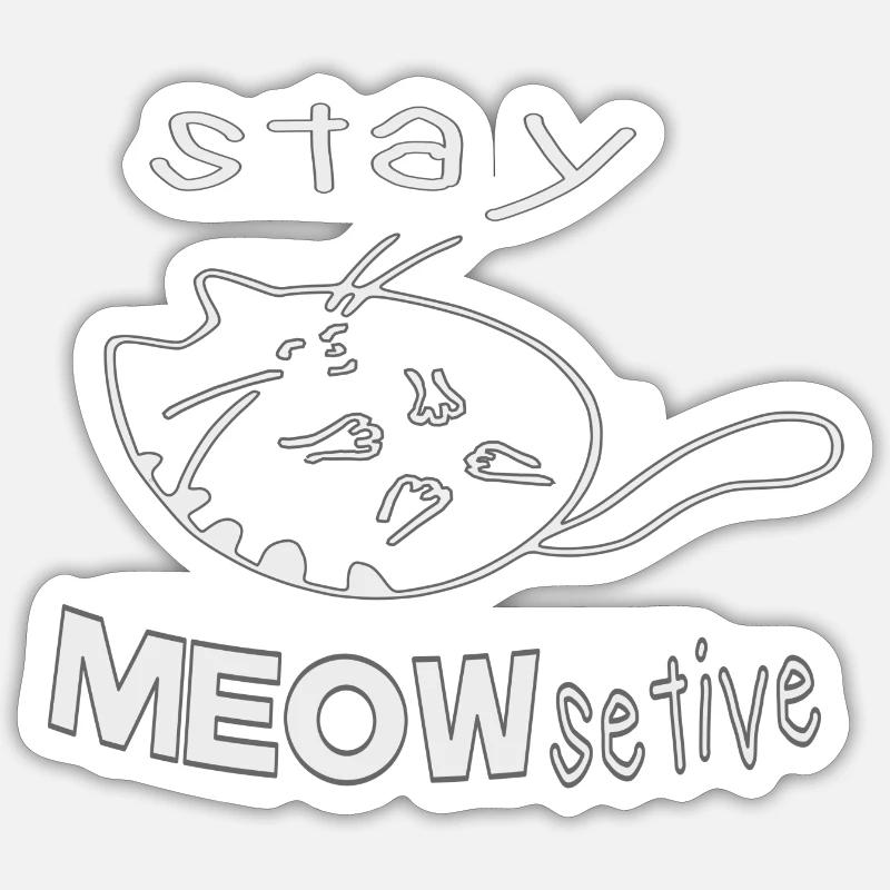 rester MEOWsetive - Sticker taille S (10 x 10 cm) - blanc mat
