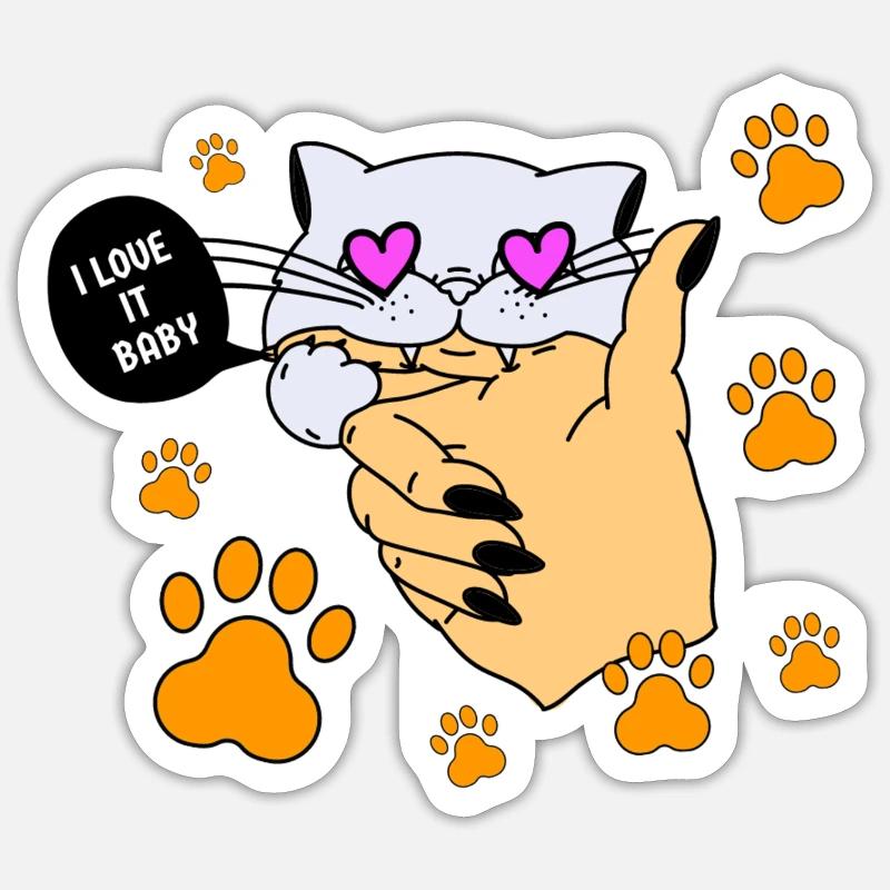 i love it cate - Sticker taille S (10 x 10 cm) - blanc mat