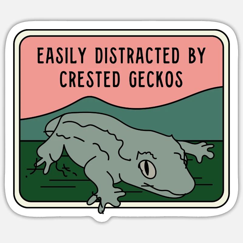 Distracted by Crested Geckos Exotic Animal Lizard Sticker size S (10 x 10 cm)