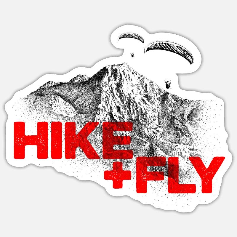 Hike & Fly Paragliding rot Sticker Größe S (10 x 10 cm)