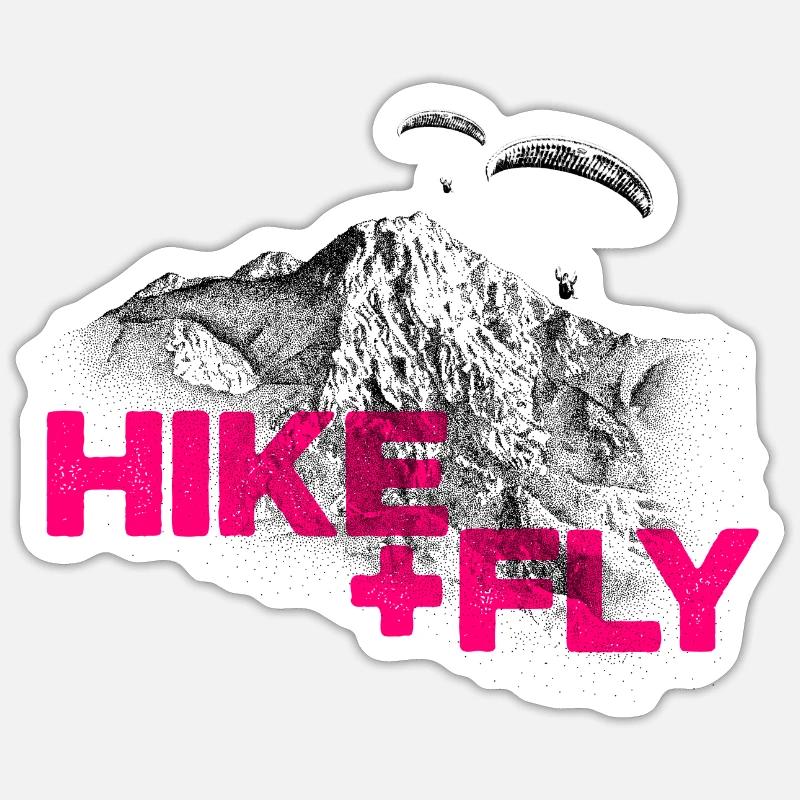 Hike & Fly Paragliding magenta - Sticker size S (10 x 10 cm) - white matte