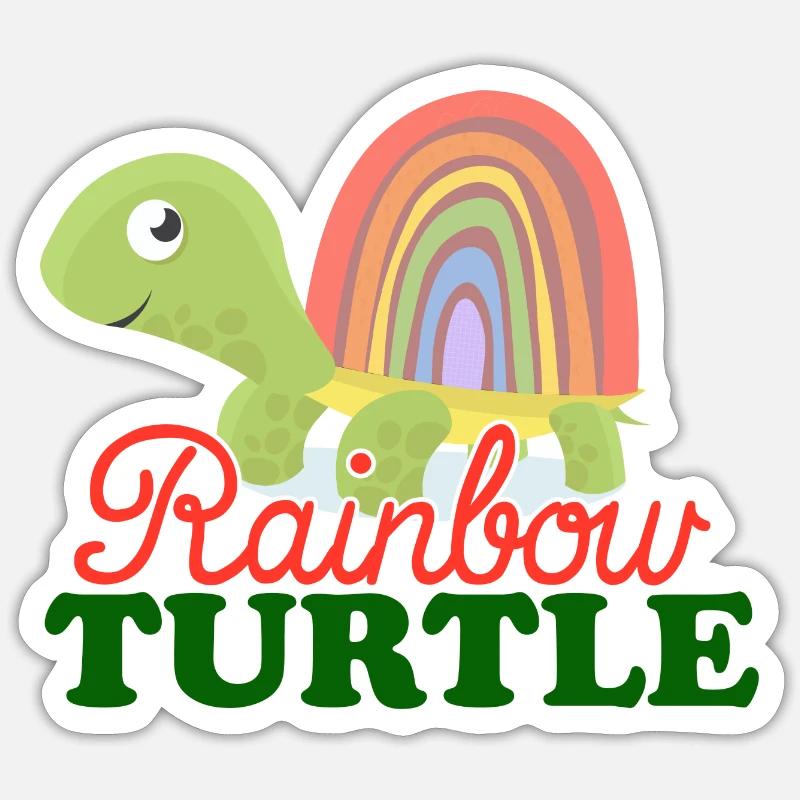 rainbow turtle regenbogen schildkröte - Sticker Größe S (10 x 10 cm) - Mattweiß